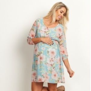 Pink Blush 3/4 sleeve chiffon dress